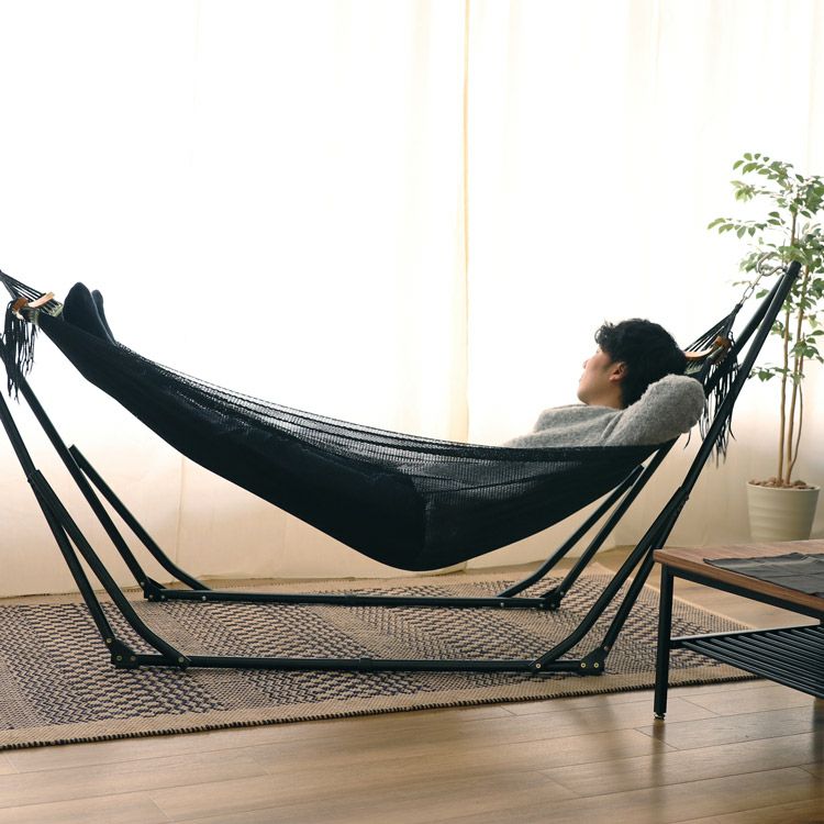 組立簡単 シフラス 自立式ポータブルハンモック メッシュ生地 室内